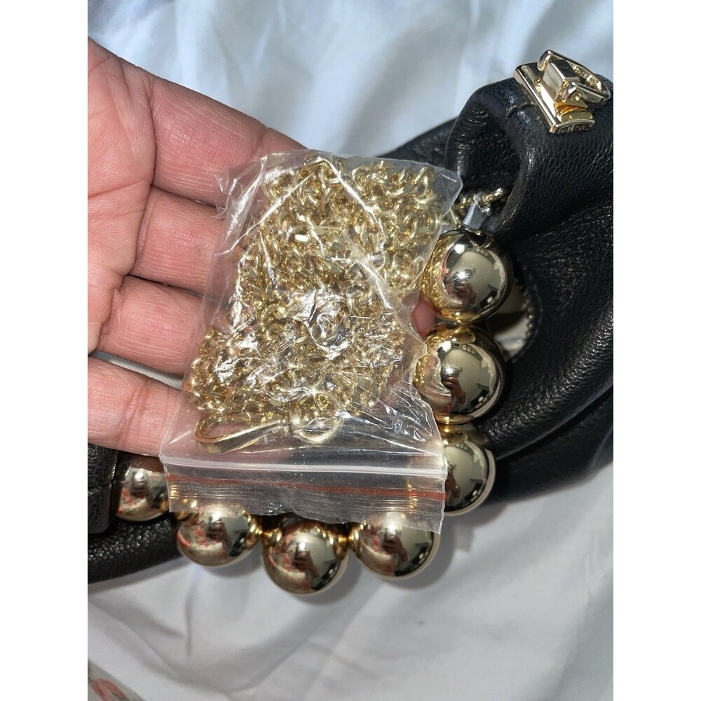 Doris & Jacky Small Top Gold Handle Clutch Purse Pebbled Leather Black - Picture 7 of 9